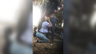 Park mein Tamil girlfriend ne blowjob diya